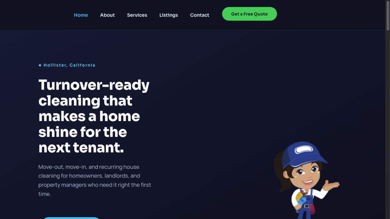 Next Tenant Cleaners homepage screenshot